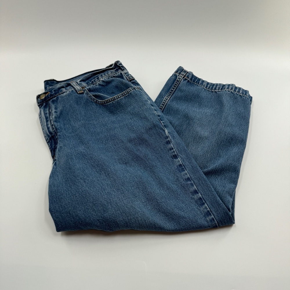 L.L.Bean Women’s 100% Cotton Zipper Fly Baggy Cropped Jeans Size 14 Regular